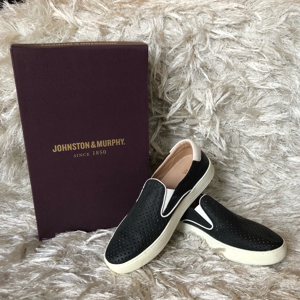 Women’s black perforated slip-on shoes